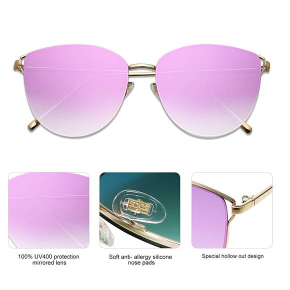 Round frame flat lens Sunglasses - Picture 3 of 4